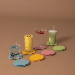 4 sous verres organiques en acier mango lassi 10x2cm Kiva - Metallbude