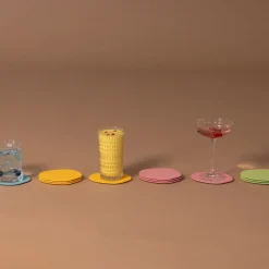 4 sous verres organiques en acier pink lemonade 10x2cm Kiva - Metallbude
