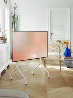 Support pour tv en métal blanc pearl 107x78x54 cm Moon Rollin' - Pedestal