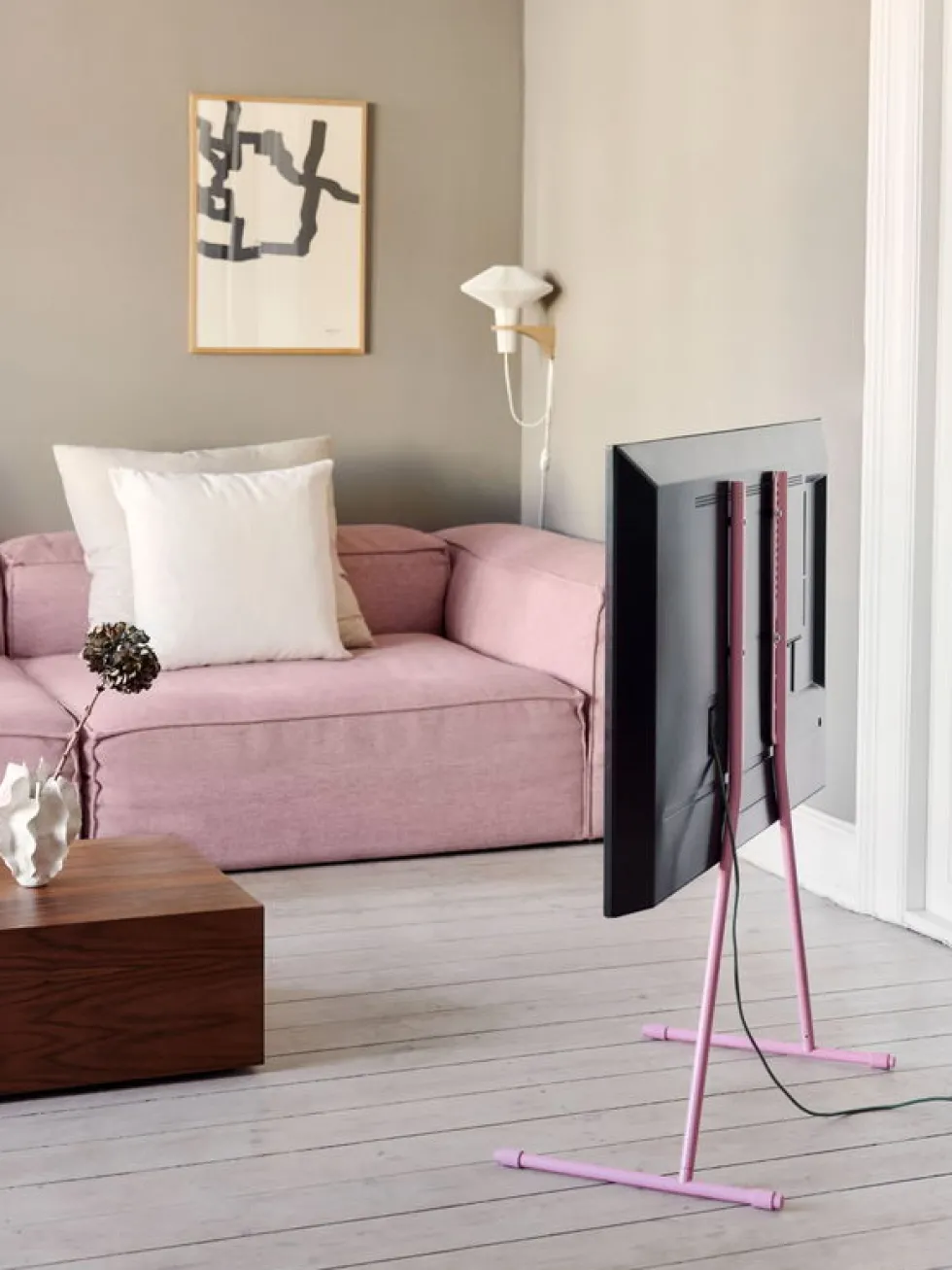 Support pour tv en métal rose 45x102cm Viva - Pedestal