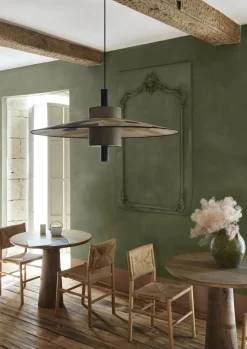 Suspension abat-jour en tissu etchnic 95cm Thésée - Forestier