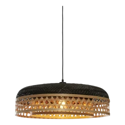 Suspension avec abat-jour en bambou noir et naturel 60x18 cm Ubud - Good & Mojo