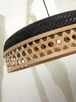 Suspension avec abat-jour en bambou noir et naturel 60x18 cm Ubud - Good & Mojo