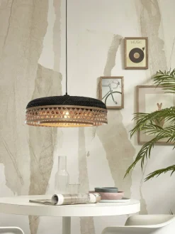 Suspension avec abat-jour en bambou noir et naturel 60x18 cm Ubud - Good & Mojo