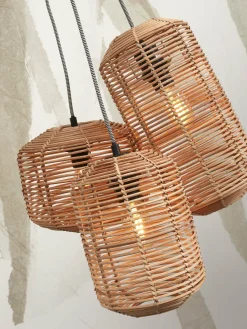 Suspension avec 3 abat-jours en rotin naturel 18x25 cm Tanami - Good & Mojo