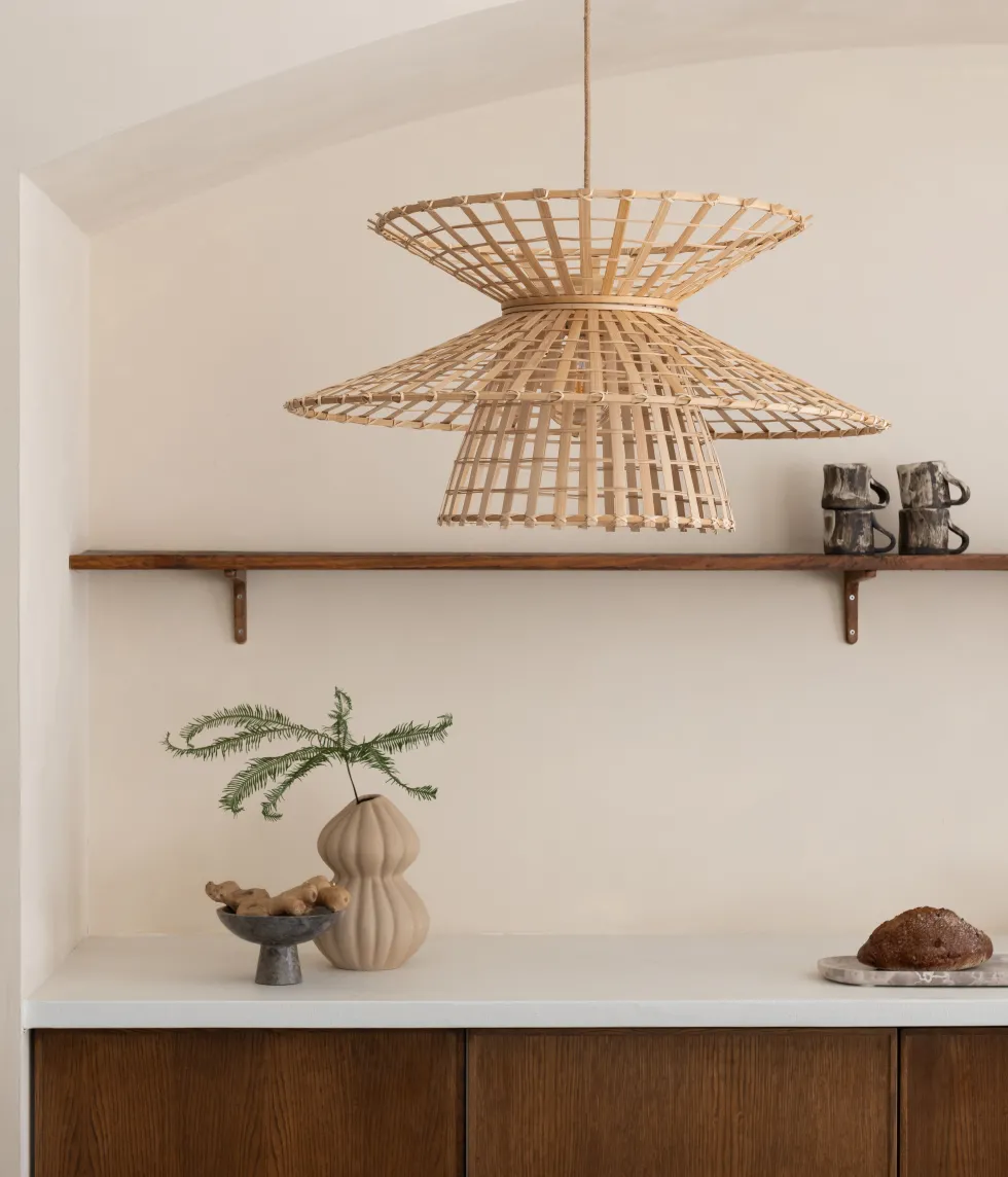 Suspension en bambou abat-jour naturel 57x27cm Machu Picchu - Good & Mojo