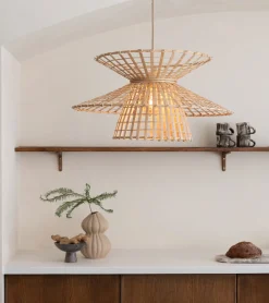 Suspension en bambou abat-jour naturel 57x27cm Machu Picchu - Good & Mojo