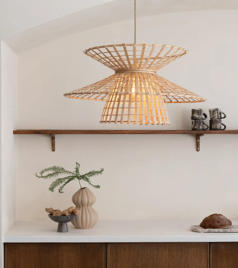 Suspension en bambou abat-jour naturel 57x27cm Machu Picchu - Good & Mojo
