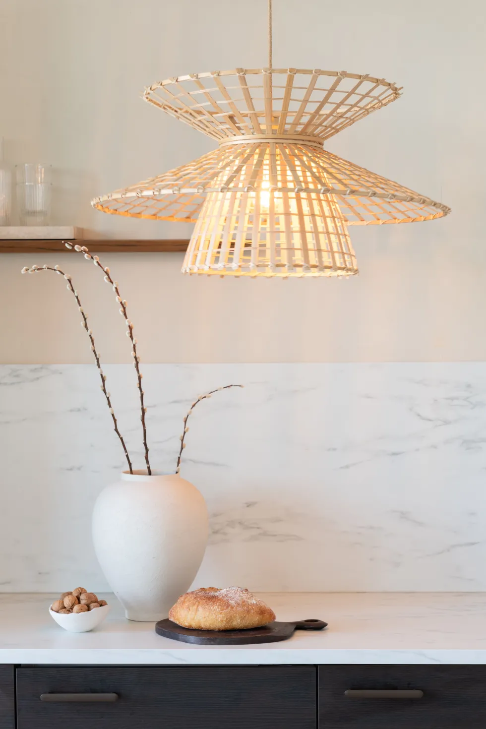 Suspension en bambou abat-jour naturel 57x27cm Machu Picchu - Good & Mojo