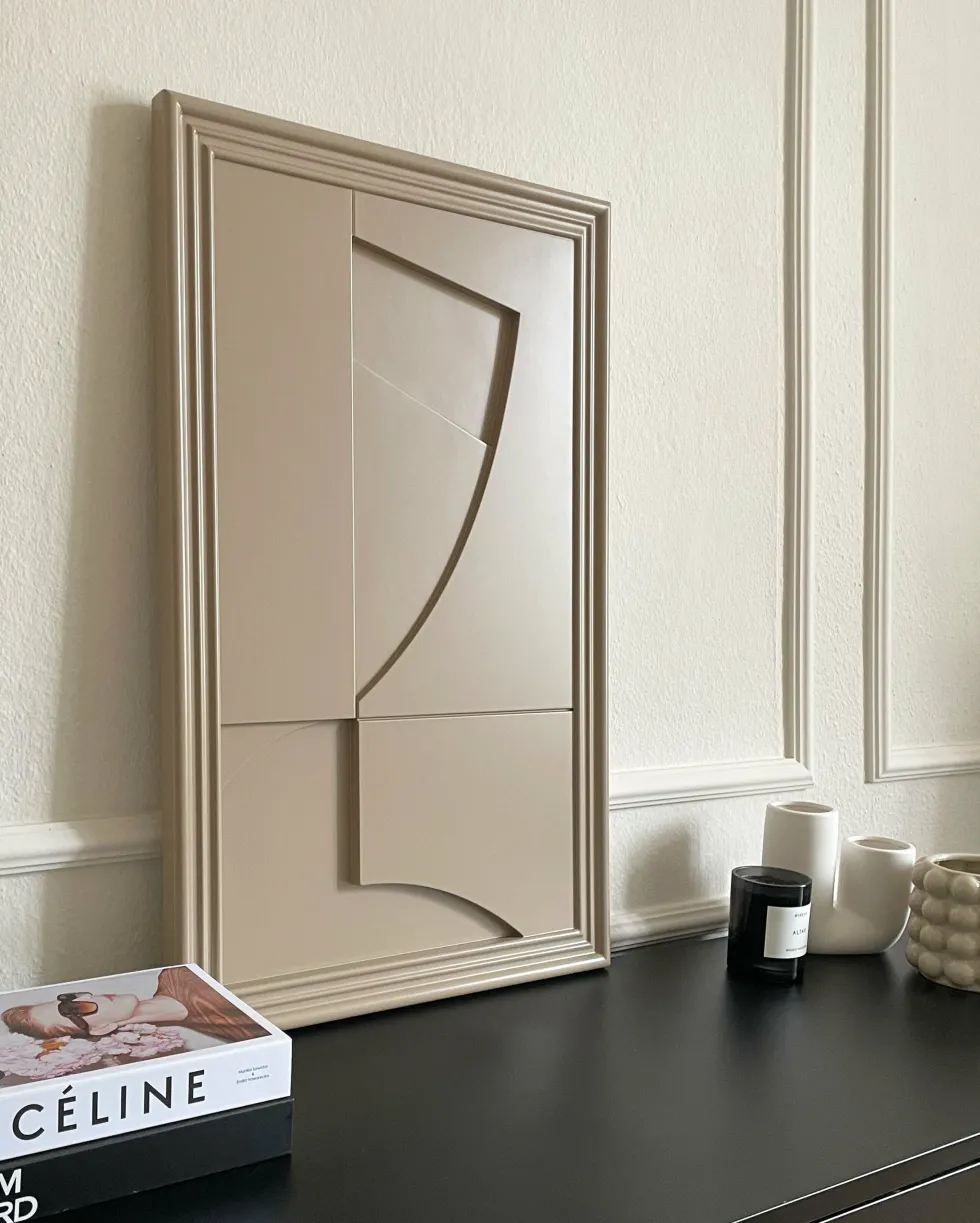 Tableau en bois beige gris 80 cm Randonne - Likya