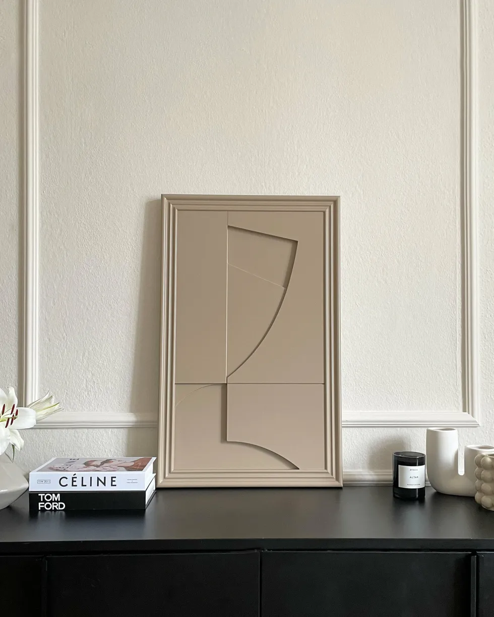 Tableau en bois beige gris 80 cm Randonne - Likya