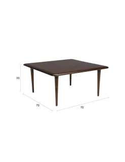 Table basse carrée en bois massif foncé 70x70x33cm Elroy - Dutchbone