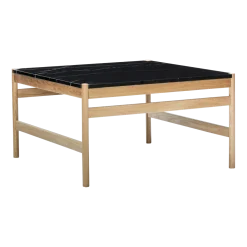 Table basse carrée 80x80 cm marbre noir et bois Raw - Hübsch