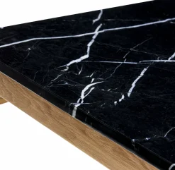 Table basse carrée 80x80 cm marbre noir et bois Raw - Hübsch