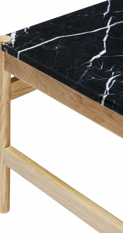 Table basse carrée 80x80 cm marbre noir et bois Raw - Hübsch