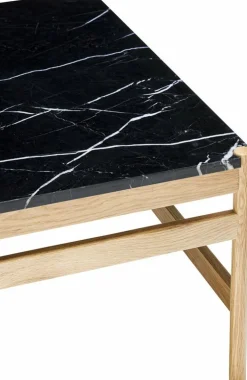 Table basse carrée 80x80 cm marbre noir et bois Raw - Hübsch