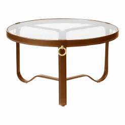 Table basse circulaire cuir marron 70 cm Adnet - Gubi