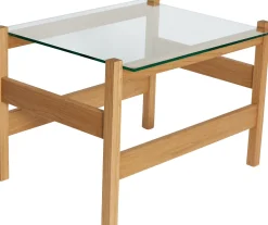 Table basse d'appoint en bois et verre 66x52xh45cm Ledge - Hübsch