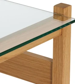 Table basse d'appoint en bois et verre 66x52xh45cm Ledge - Hübsch