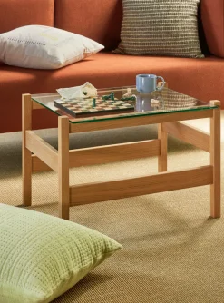 Table basse d'appoint en bois et verre 66x52xh45cm Ledge - Hübsch