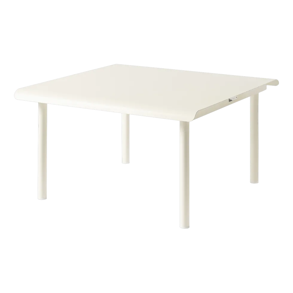 Table basse de jardin carrée en acier inoxydable blanc perlé 75x75cm Patio - Tolix