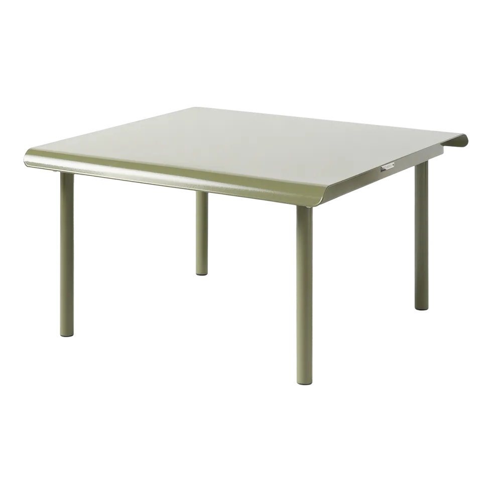Table basse de jardin carrée en acier inoxydable vert jonc 75x75cm Patio - Tolix