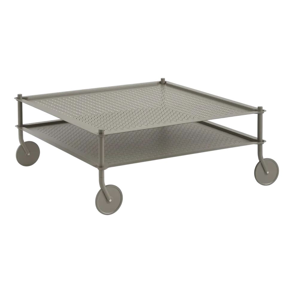 Table basse de jardin carrée en acier taupe 95x95,5x40,06cm Flow - Muuto