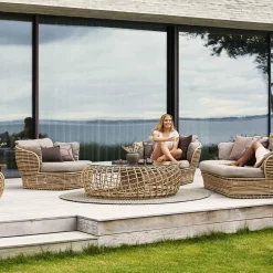 Table basse de jardin en cannage noir Nest - Cane-Line