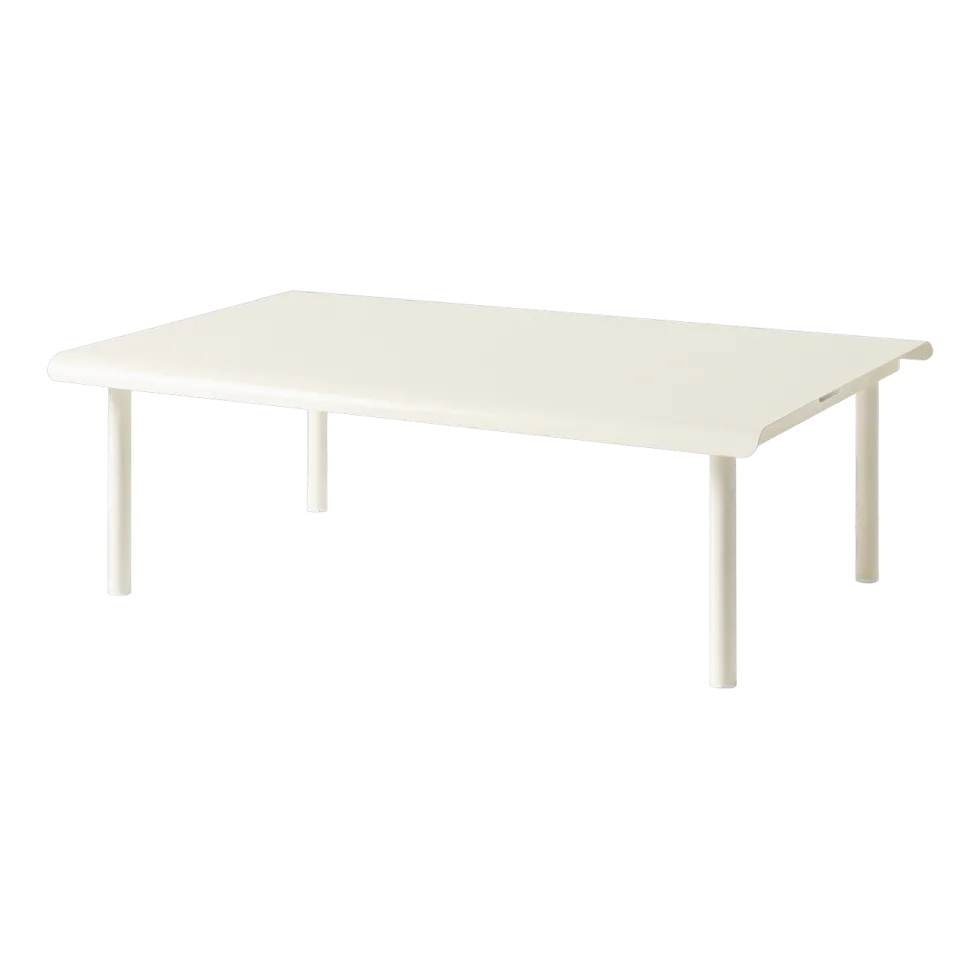 Table basse de jardin rectangulaire en acier inoxydable blanc perlé 110x70cm Patio - Tolix