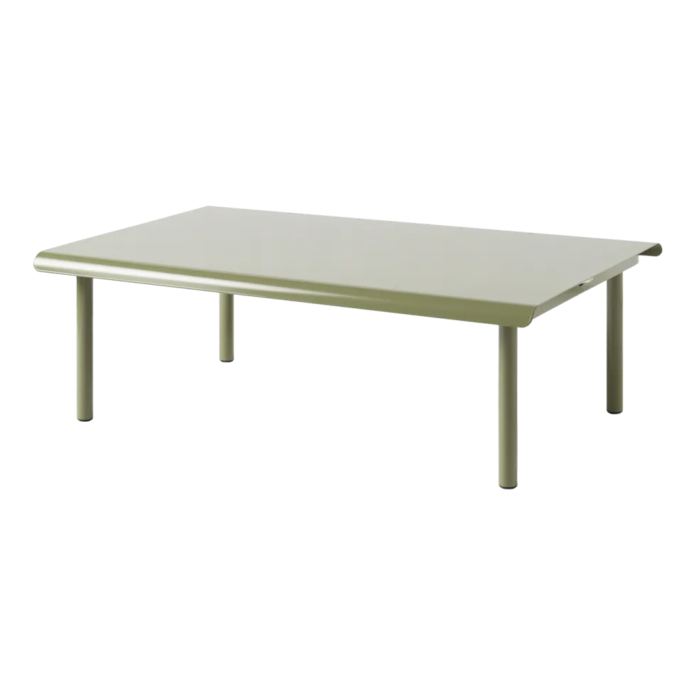 Table basse de jardin rectangulaire en acier inoxydable vert jonc 110x70cm Patio - Tolix