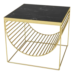 Table basse en acier doré et marbre noir Sino - AYTM