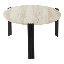 Table basse en acier noir et travertin sable 35 x 60 cm Tribus - AYTM