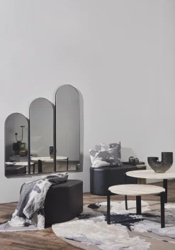 Table basse en acier noir et travertin sable 35 x 60 cm Tribus - AYTM