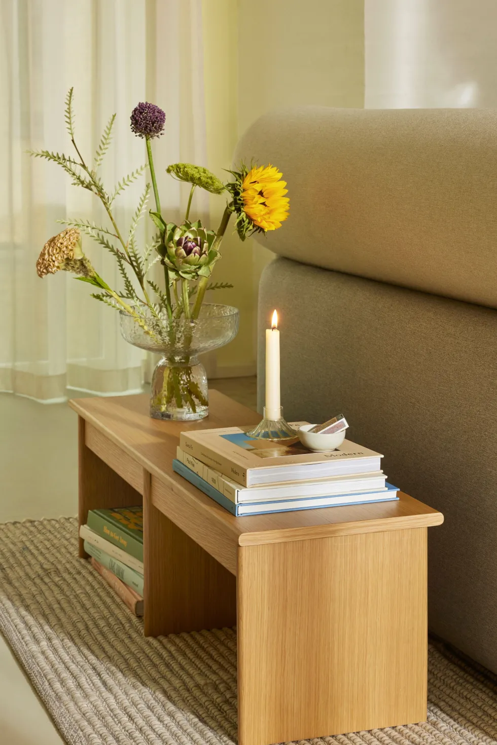 Table basse en bois de chêne naturel 99x30x30cm Doppio - Hübsch
