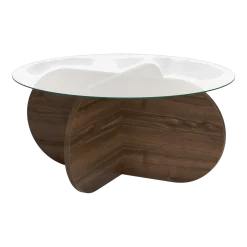 Table basse en bois foncé et plateau en verre 75x35cm Aeris - Home Design