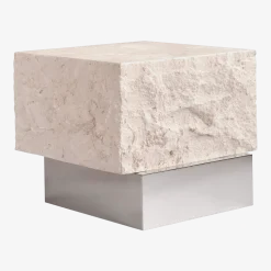 Table basse en calcaire et acier chromé 40x42x35cm Temple - 101 COPENHAGEN