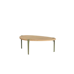Table basse en chêne avec pieds en acier vert kaki 43 cm Galet - TIPTOE