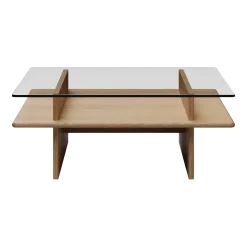 Table basse en chêne et verre trempé 90x90cm Parallèle - Woud