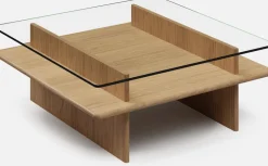 Table basse en chêne et verre trempé 90x90cm Parallèle - Woud