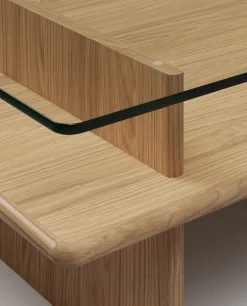 Table basse en chêne et verre trempé 120x60cm Parallèle - Woud