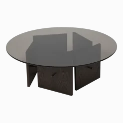 Table basse en chêne teinté foncé et plateau en verre 32x90cm Aukko - Ferm living