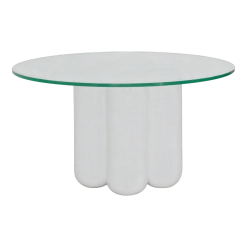 Table basse en céramique blanc crème et plateau verre 67x30cm Charlotte - Cosin Paris