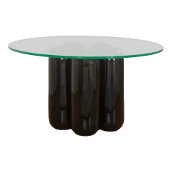 Table basse en céramique noir et plateau verre 67x30cm Charlotte - Cosin Paris