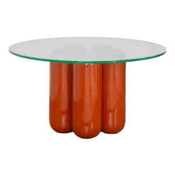 Table basse en céramique terracotta et plateau verre 67x30cm Charlotte - Cosin Paris