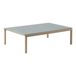Table basse en grès bleu pâle lisse et chêne naturel 85 x 120 cm Couple - Muuto