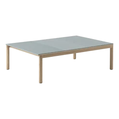 Table basse en grès bleu pâle wavy et chêne naturel 85 x 120 cm Couple - Muuto