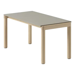 Table basse en grès taupe lisse et chêne naturel 85 x 40 cm Couple - Muuto