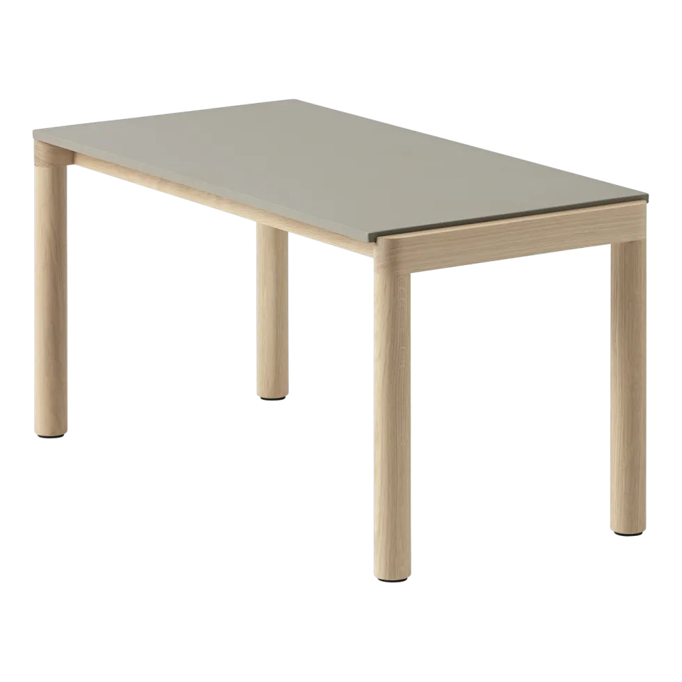 Table basse en grès taupe lisse et chêne naturel 85 x 40 cm Couple - Muuto