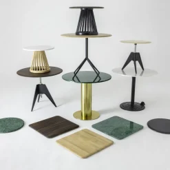 Table basse en marbre blanc et bois de bouleau noir Fan - Tom Dixon