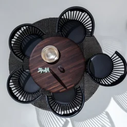 Table basse en marbre blanc et bois de bouleau noir Fan - Tom Dixon